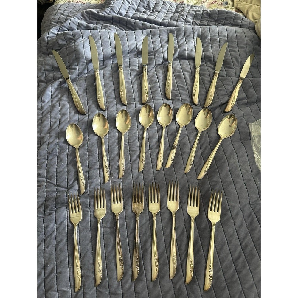 24-Piece Oneida 1881 Rogers "Lilac Time" Flatware, 8 knives 8 Forks & 8 spoons